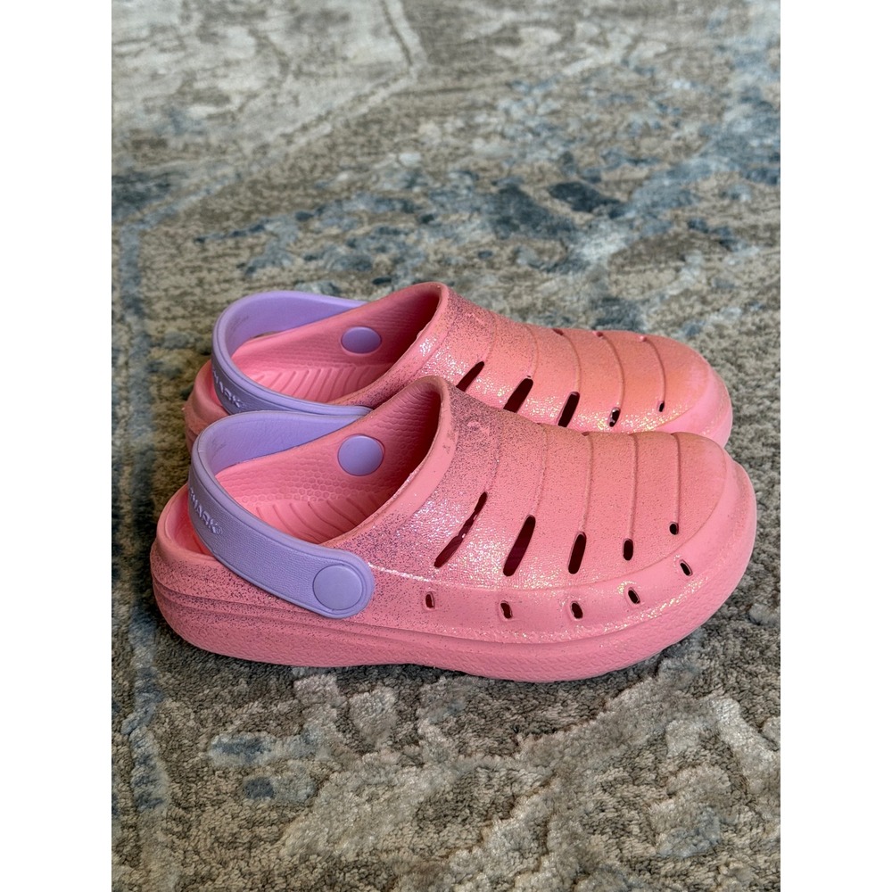Rugged Shark Glitter Clogs Pink Purple Sparkle Slip On Water Shoes Kids Size 9